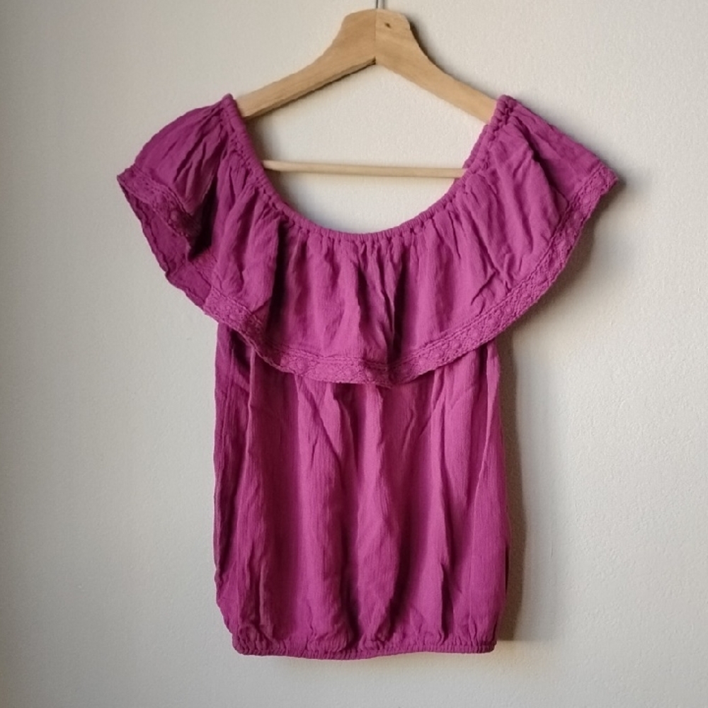 Mossimo Supply Co. Magenta Ruffle Blouse